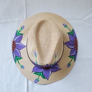 Handpainted Purple Flower Rancher Hat